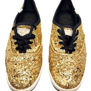 KATE SPADE KEDS Gold Glitter Shoes Sneakers Low top Rare and HTF sz 6